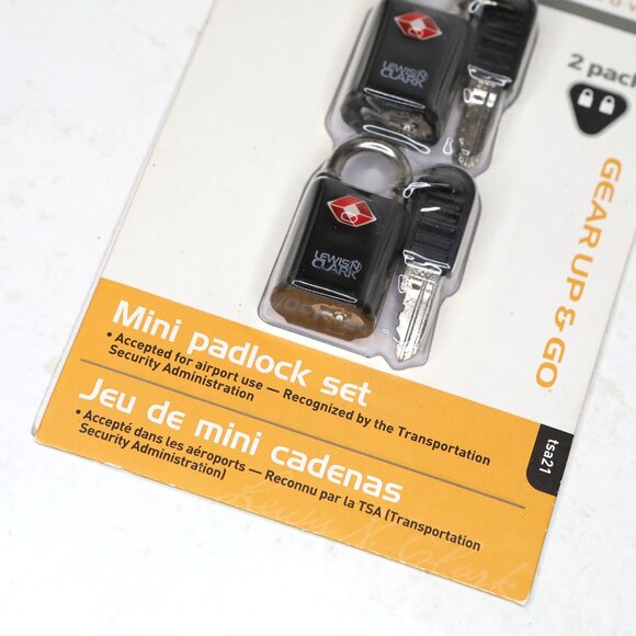Lewis N Clark Mini Padlocks Luggage TSA21 2 Pack Black Travel Vacation - Picture 3 of 4